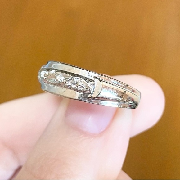 14K Loveland thick solid white gold 7mm vintage heavy size 9 band ring​​​​​​​ - Picture 8 of 11